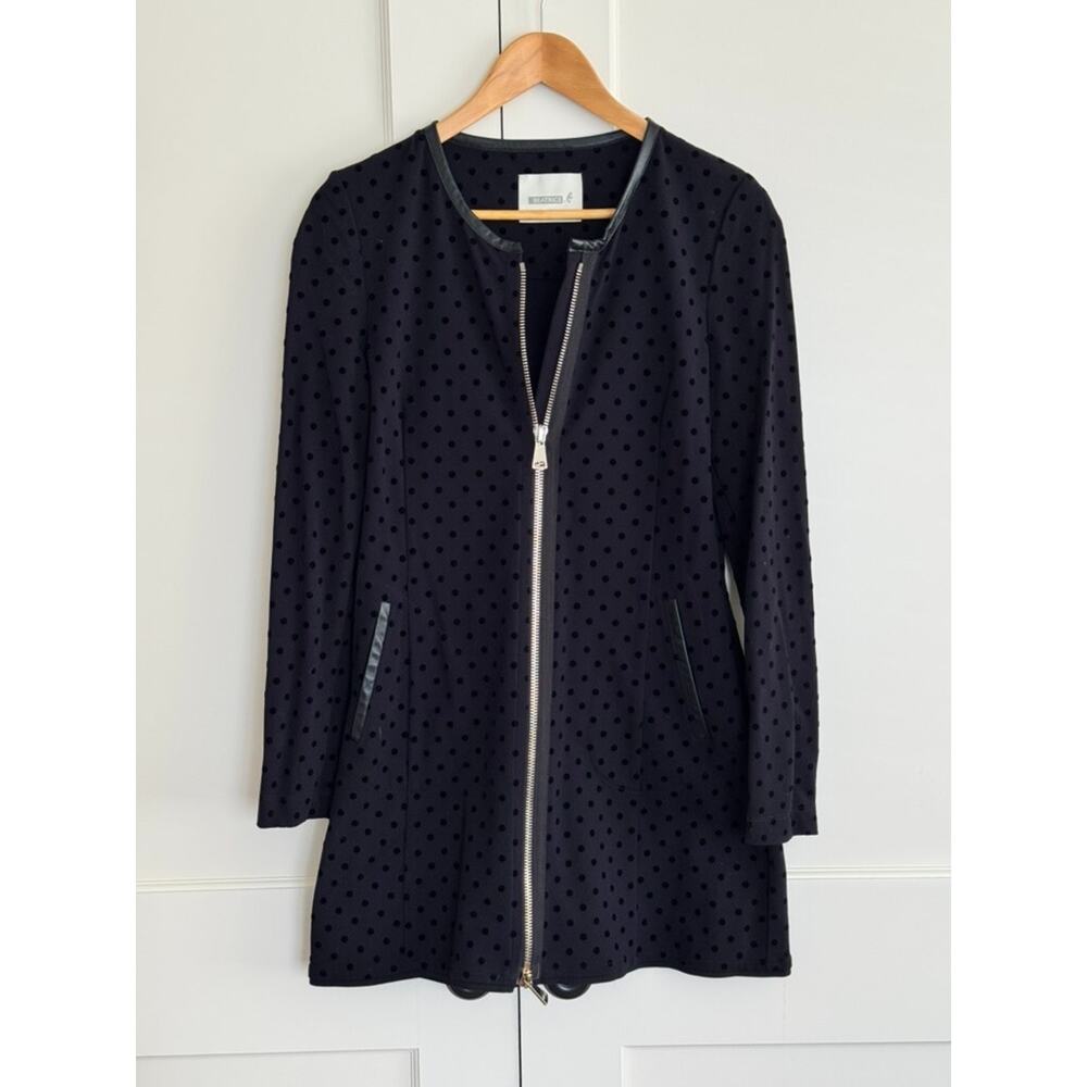 Beatrice .b Zipper Front Mini Dress with Polka Dots and Leather Accents Size M/6